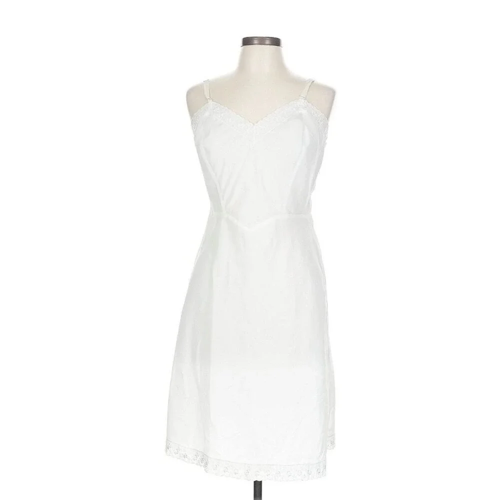 Barbizon Ariel Vtg Ivory Tafredda Full Slip Embroidered Eyelet Trim Sz 16 Sheer‎